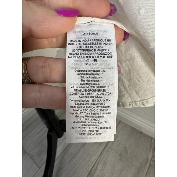 Tory Burch Embroidered Cotton Boho Dress With Tassel Tie & Lace Detail - Picture 7 of 11